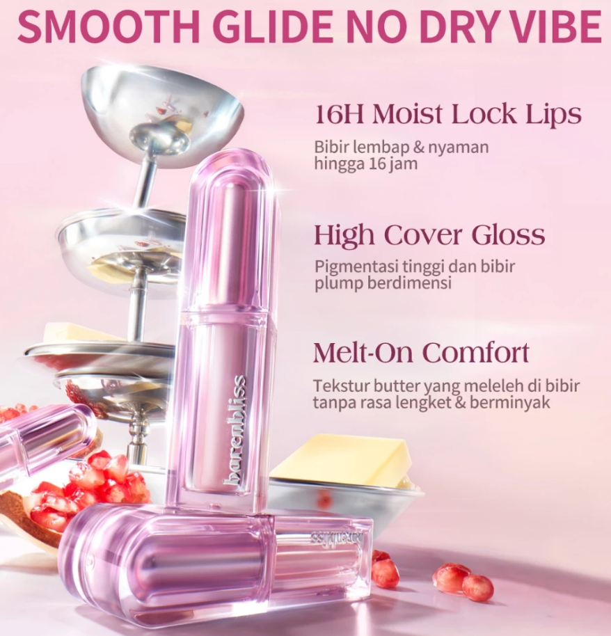 BNB barenbliss Butter Melt Tinted Lipstick 2.7g Pelembab Bibir Berwarna yang Tahan 16 Jam