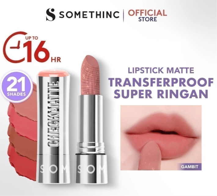 SOMETHINC Checkmatte Transferproof Lipstick - Lipstick Batang Transferproof, Nyaman Dan Tahan Digunakan Hingga 16 Jam