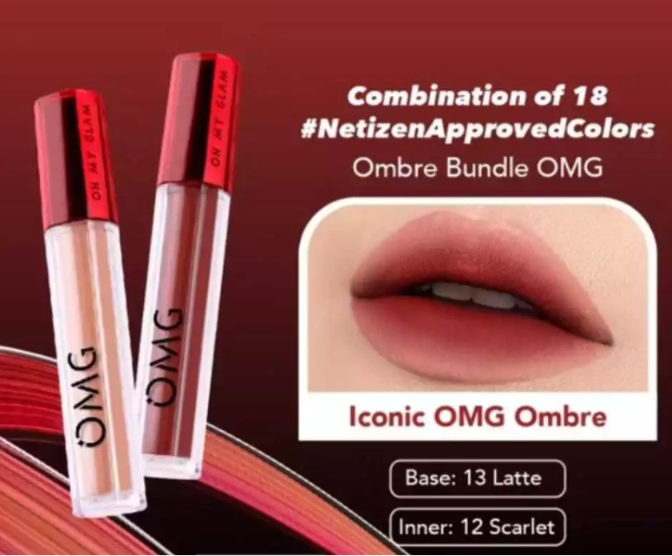 GocetarKosmetik - OMG Lip Cream Matte Bundle 2pcs – Ombre Lipstick, Creamy, Tahan Lama & Tidak Kering