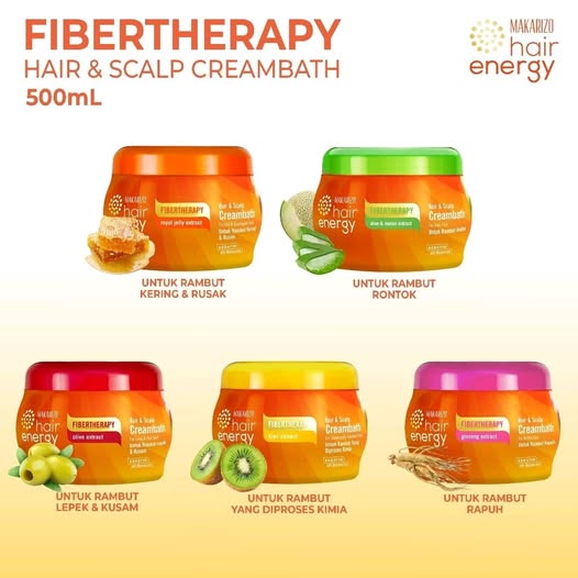 Makarizo Creambath Hair Energy Hair Scalp Fibertherapy Ukuran Besar 500ml