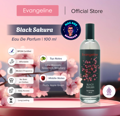 Evangeline Eau De Parfum Black Sakura 100ml | Best Seller Parfum Wanita EDP Tahan Lama